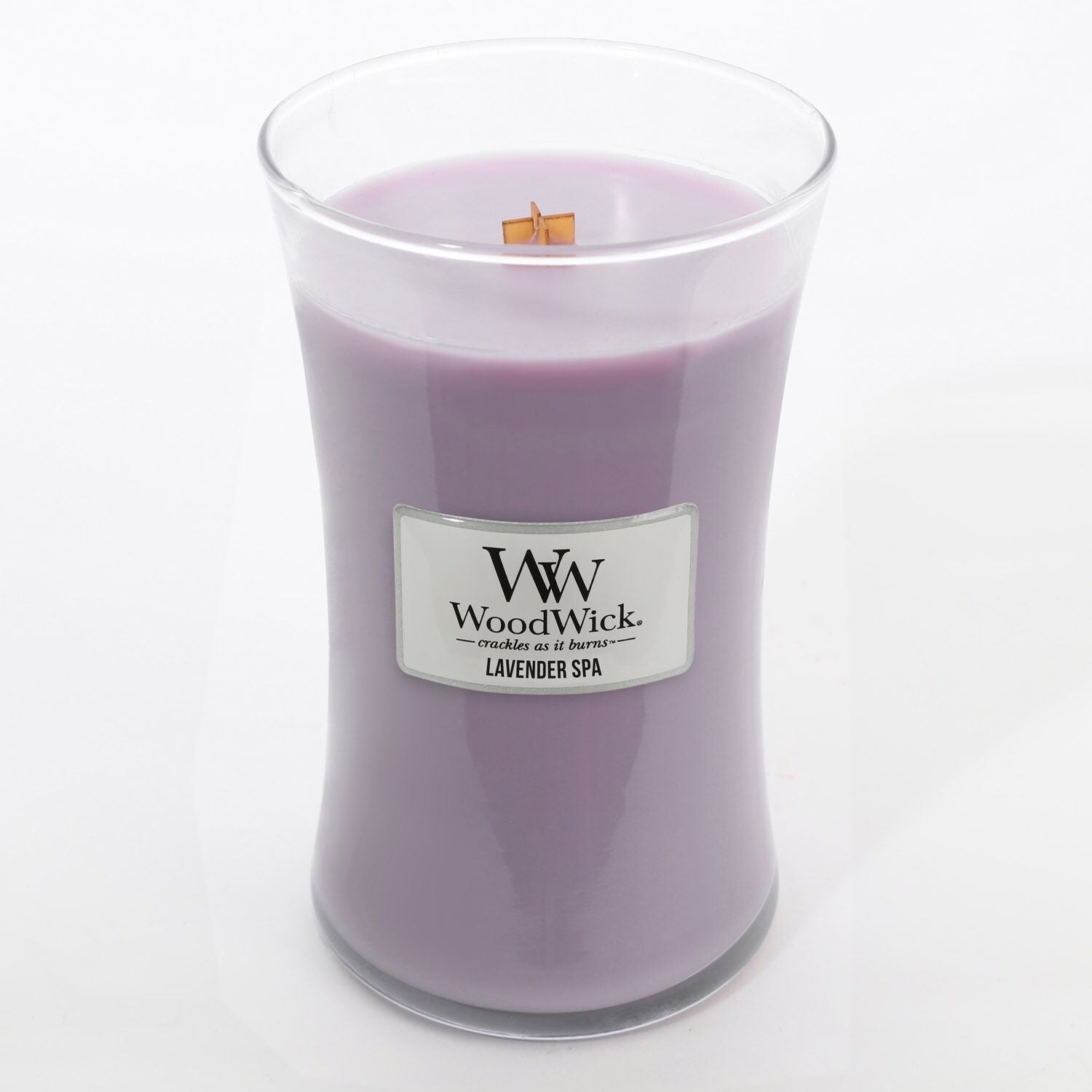 Large WoodWick Scented Soy Candle - Lavender Spa - Funky Gifts NZ