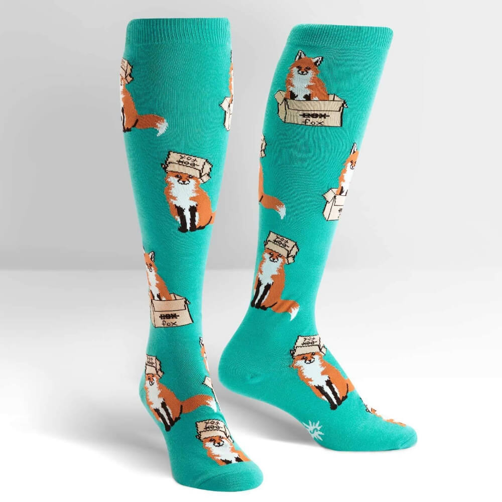 Sock It To Me Socks - Women's Knee - Foxes in Boxes