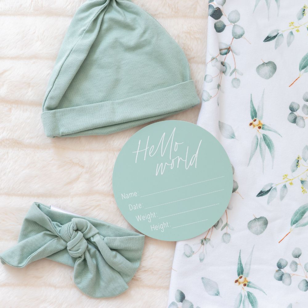 Baby Announcement Set - Eucalyptus - Funky Gifts NZ