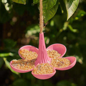 Bamboo Bird Feeder Pink - Funky Gifts NZ