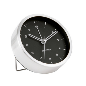 Karlsson Alarm Clock Tinge - Silver/Black - Funky Gifts NZ