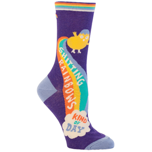 Blue Q Womens Crew Socks Shitting Rainbows kind of day from Funky Gifts NZ