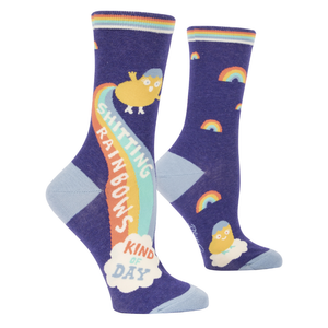 Blue Q Socks – Women's Crew – Sh*tting Rainbows Kind of Day - Funky Gifts NZ