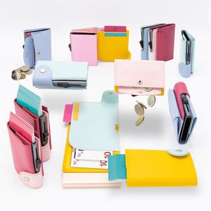 C-Secure Pastel leather cardholder and coin wallet Ice and Cherry Colour from Funky Gifts NZ