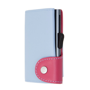 C-Secure Pastel Leather Cardholder & Coin - Ice/Cherry (Grey) - Funky Gifts NZ