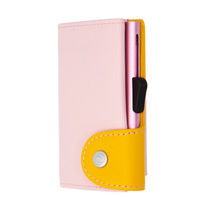 C-Secure Single Pastel Leather Cardholder & Coin - Blush/Saffron - Funky Gifts NZ