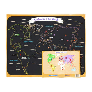 Kid's Scratch Map - Landmarks in the World - Funky Gifts NZ