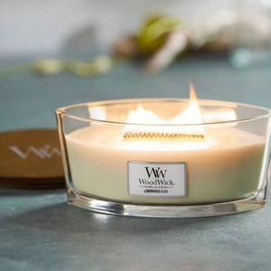 Ellipse WoodWick Scented Soy Candle - Lemongrass & Lily - Funky Gifts NZ