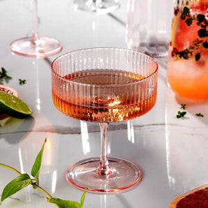 Esme Cocktail Glass 4 Pack - Blush Pink - Funky Gifts NZ