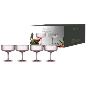 Esme Cocktail Glass 4 Pack - Blush Pink - Funky Gifts NZ