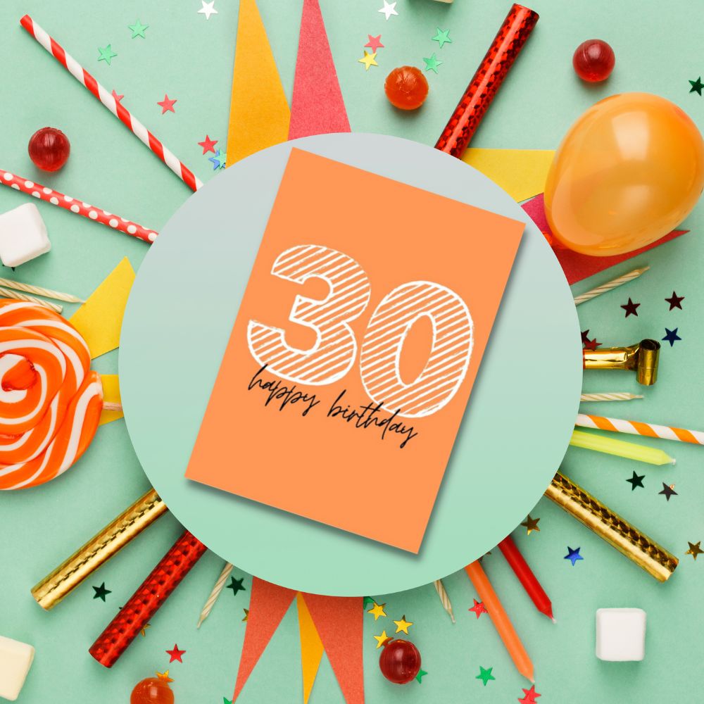 Greeting Card - Happy Birthday 30 - Funky Gifts NZ