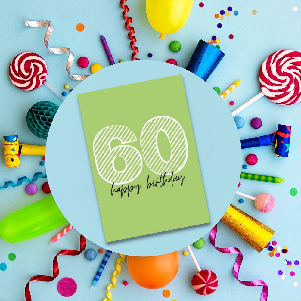 Greeting Card - Happy Birthday 60 - Funky Gifts NZ