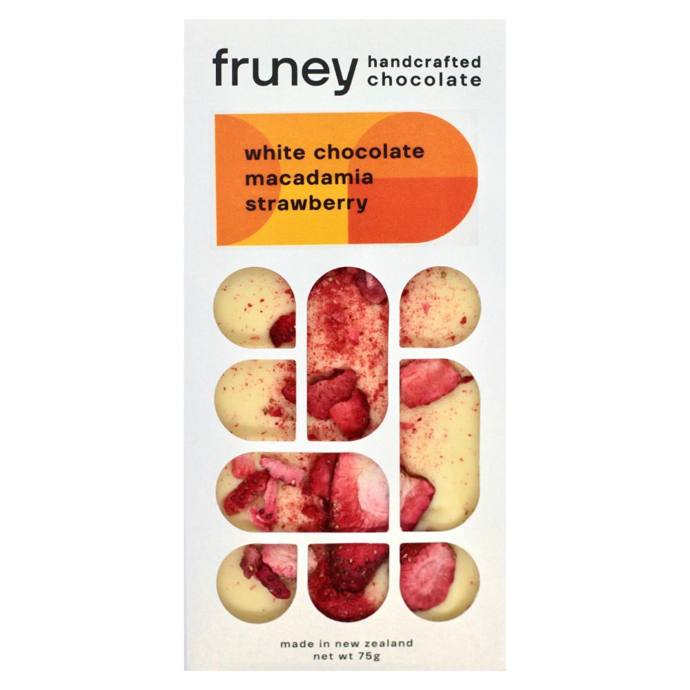 Fruney White Chocolate, Macadamia & Strawberries 75g