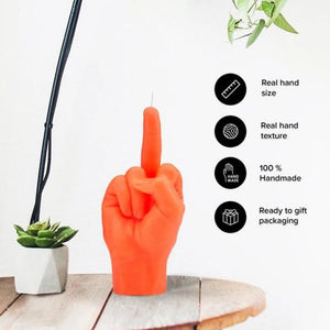 F*ck You Hand Candle- Neon Orange - Funky Gifts NZ