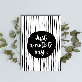 Greeting Card - Just A Note Stripe - Funky Gifts NZ
