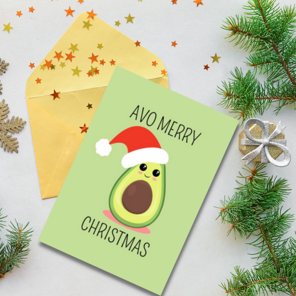 Christmas Greeting Card - Avo Merry Christmas - Funky Gifts NZ