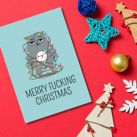 Christmas Greeting Card - Christmas Cat - Funky Gifts NZ