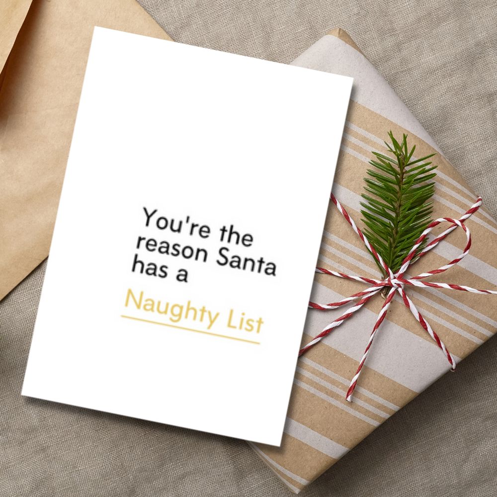 Christmas Greeting Card - Naughty List - Funky Gifts NZ