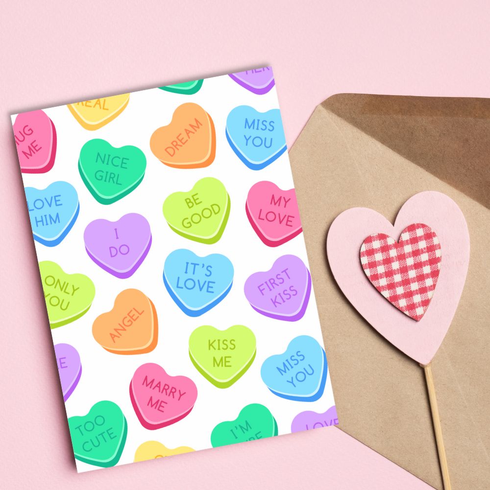 Greeting Card - Candy Hearts - Funky Gifts NZ