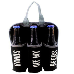 Six Pack Neoprene Beer Holder & Bottle Opener - Hands Off My Beer - Funky Gifts NZ