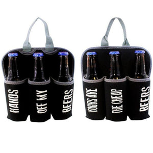 Six Pack Neoprene Beer Holder & Bottle Opener - Hands Off My Beer - Funky Gifts NZ
