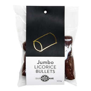 Jumbo Licorice Chocolate Bullets 200g