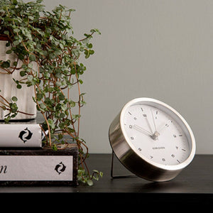 Karlsson Alarm Clock Tinge - Silver/White - Funky Gifts NZ