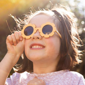 Moana Road Sunglasses - Kids Flower Power Yellow #3351 - Funky Gifts NZ
