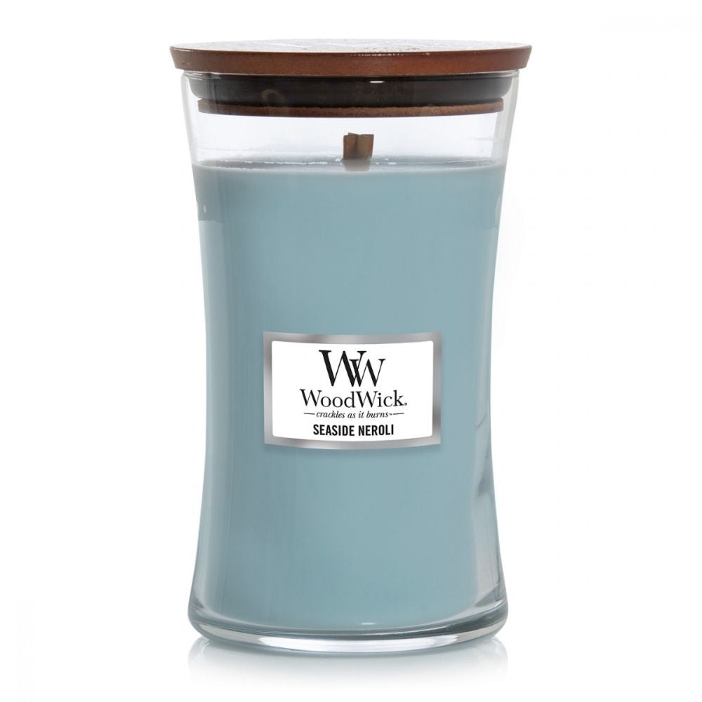 Large WoodWick Scented Soy Candle - Seaside Neroli - Funky Gifts NZ