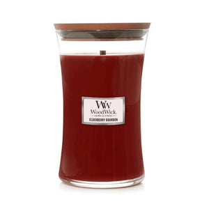 Large WoodWick Scented Soy Candle - Elderberry Bourbon - Funky Gifts NZ