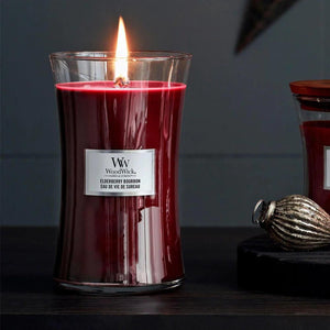 Large WoodWick Scented Soy Candle - Elderberry Bourbon - Funky Gifts NZ
