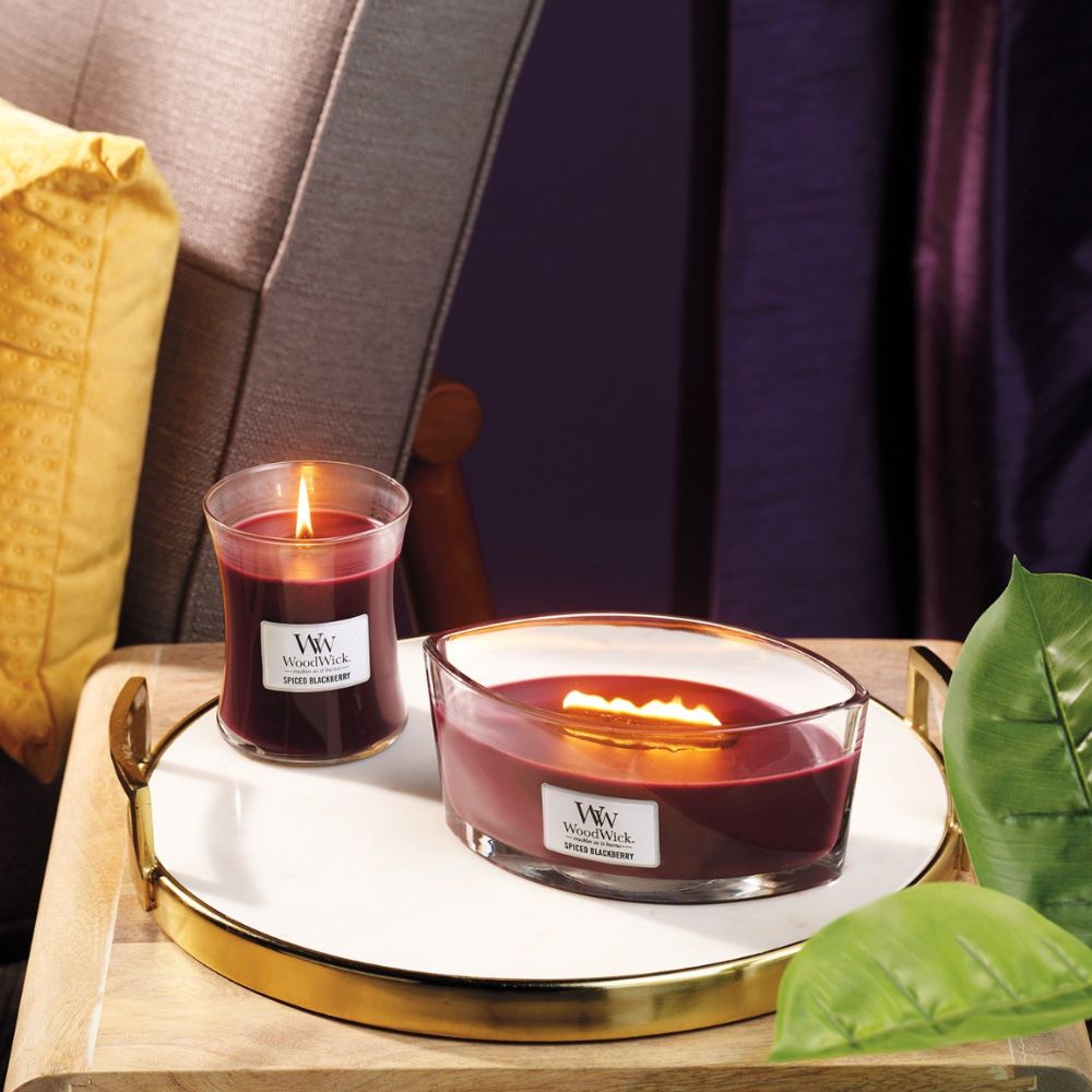 Medium WoodWick Scented Soy Candle - Spiced Blackberry - Funky Gifts NZ