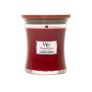 Medium WoodWick Scented Soy Candle - Elderberry Bourbon - Funky Gifts NZ