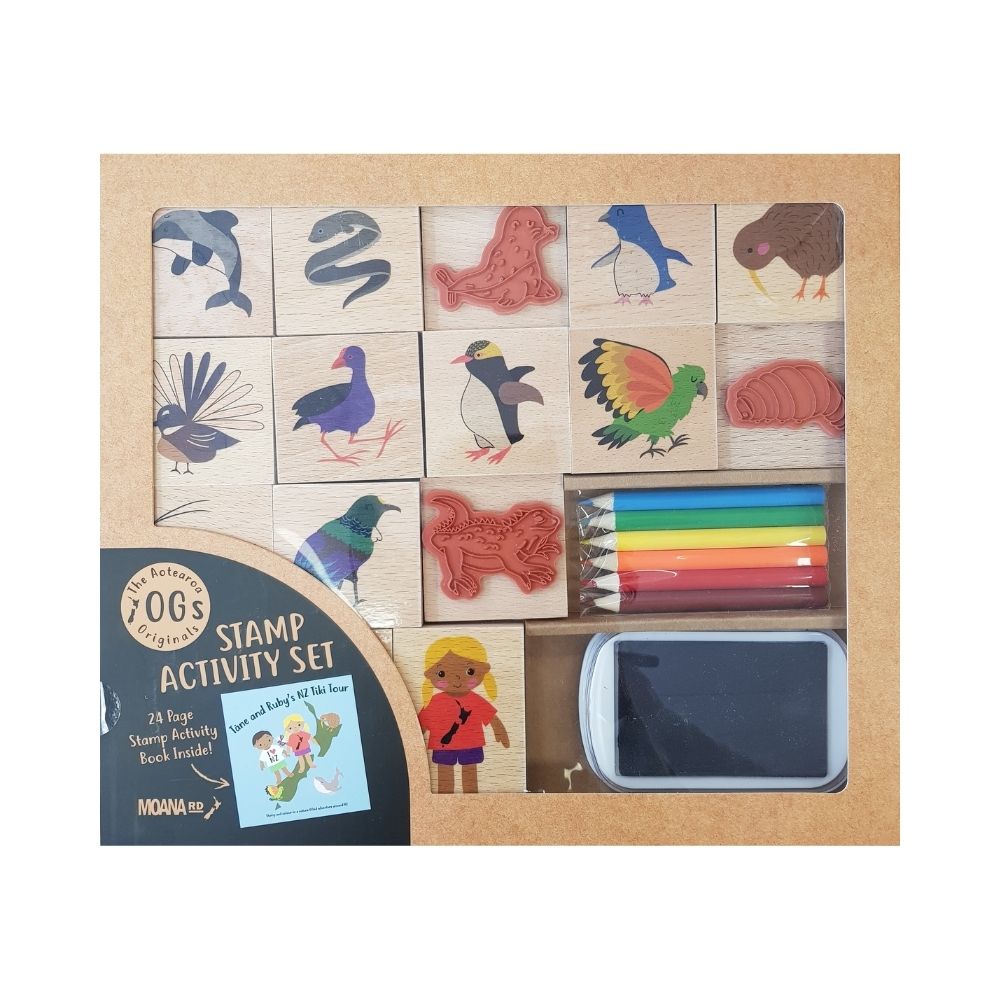 Tane and Ruby's NZ Tiki Tour Stamp Activity Set from Funky Gifts NZ