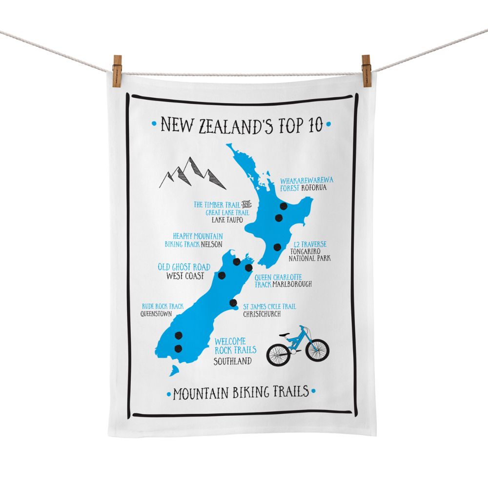 Moana Road - Mountain Biking Tea Towel - Funky Gifts NZ