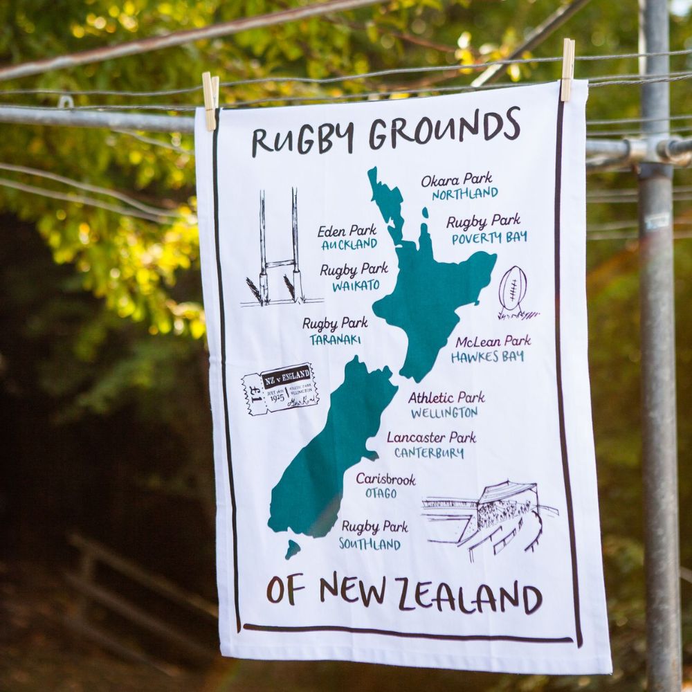 Moana Road - Rugby Grounds Tea Towel - Funky Gifts NZ