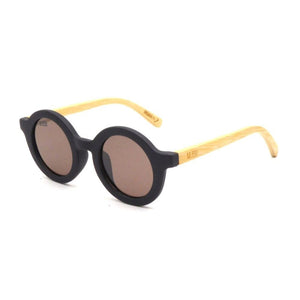 Moana Road Sunglasses - Kids Bambino Black with Wood Arms #3360 - Funky Gifts NZ