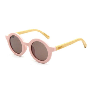 Moana Road Sunglasses - Kids Bambino Pink with Wood Arms #3362 - Funky Gifts NZ