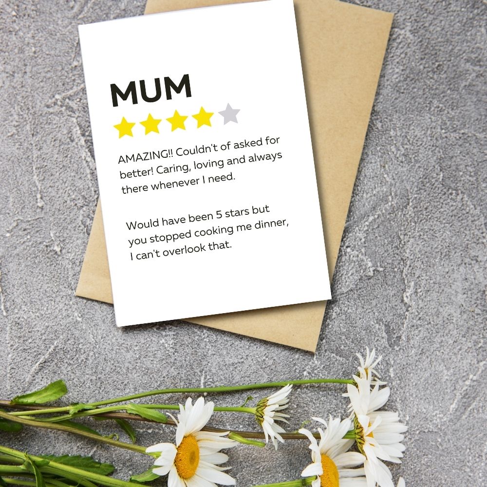 Greeting Card - MUM 4 Star Review - Funky Gifts NZ