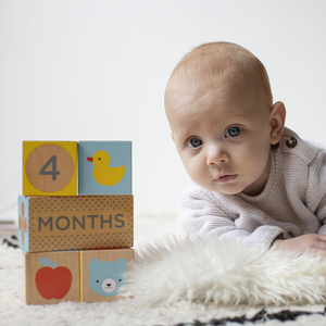Wooden Baby milestone blocks from funky gifts nz