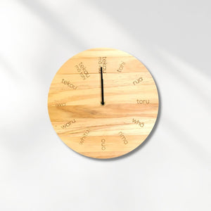 Moana Road Te Reo Maori Clock - Pine Wood - Funky Gifts NZ