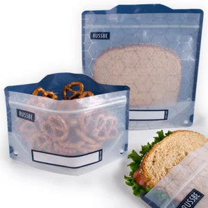 Set of 4 Reusable Snack and Sandwich Bags - Metallic Hexagon