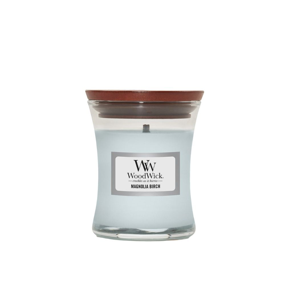 Small Scented WoodWick Soy Candle - Magnolia Birch - Funky Gifts NZ