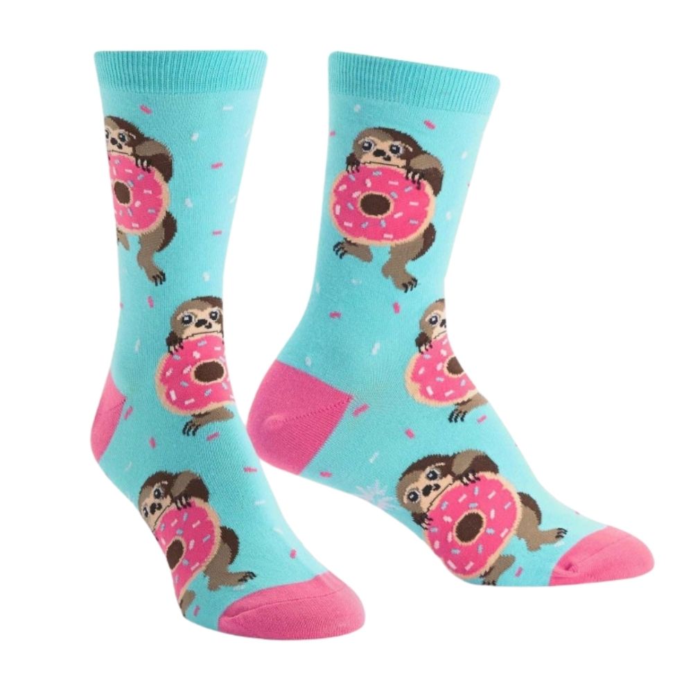 Snackin Sloth Crew Socks From Funky Gifts NZ