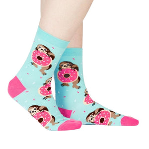 Sock It To Me - Women's Crew Socks - Snackin' Sloth - Funky Gifts NZ