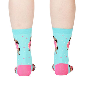 Sock It To Me - Women's Crew Socks - Snackin' Sloth - Funky Gifts NZ