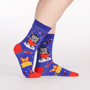 Sock it to me socks womens crew Dress Up meow from funky gifts nz