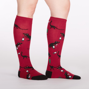 Sock It To Me Socks - Women's Knee High - Winosaurus - Funky Gifts NZ
