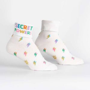 Sock It To Me Socks - Women's Turn Cuff Crew Sock- Secret Powers