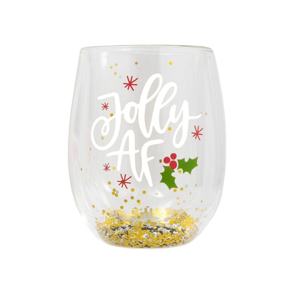 Splosh Christmas Stemless Glass - Jolly AF - Funky Gifts NZ